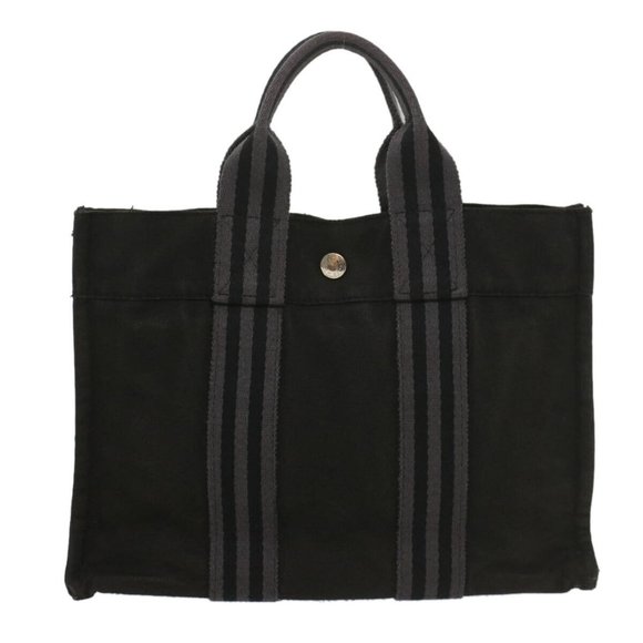 AUTHENTICITY GUARANTEED HERMES Fourre Tout PM Hand Bag Canvas Black - Picture 3 of 16